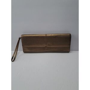 Alfani Vintage Leather Metallic Gold Bronze‎ Clutch